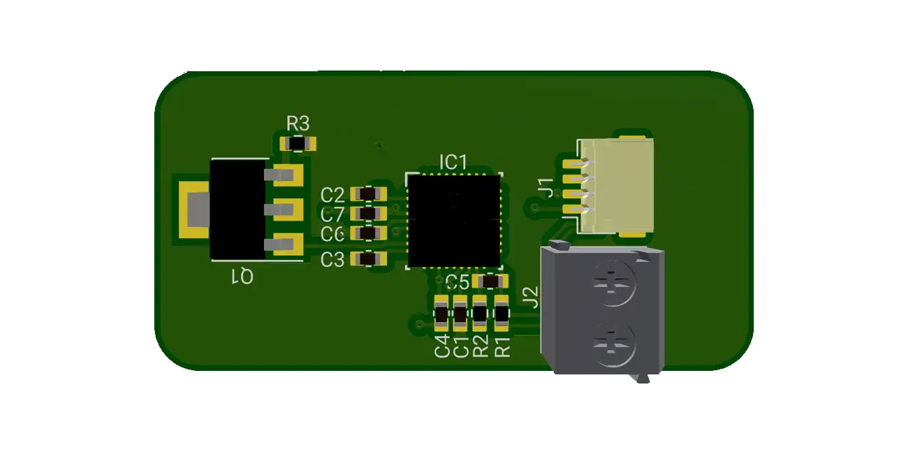 This project is a reference design utilizing Texas Instruments' PGA300ARHHR, a precision analog and digital IC, for signal processing. The circuit also includes a Diodes Incorporated's FZT603QTA Transistor, passive components like resistors and capacitors, and connectors from JST Sales America Inc.