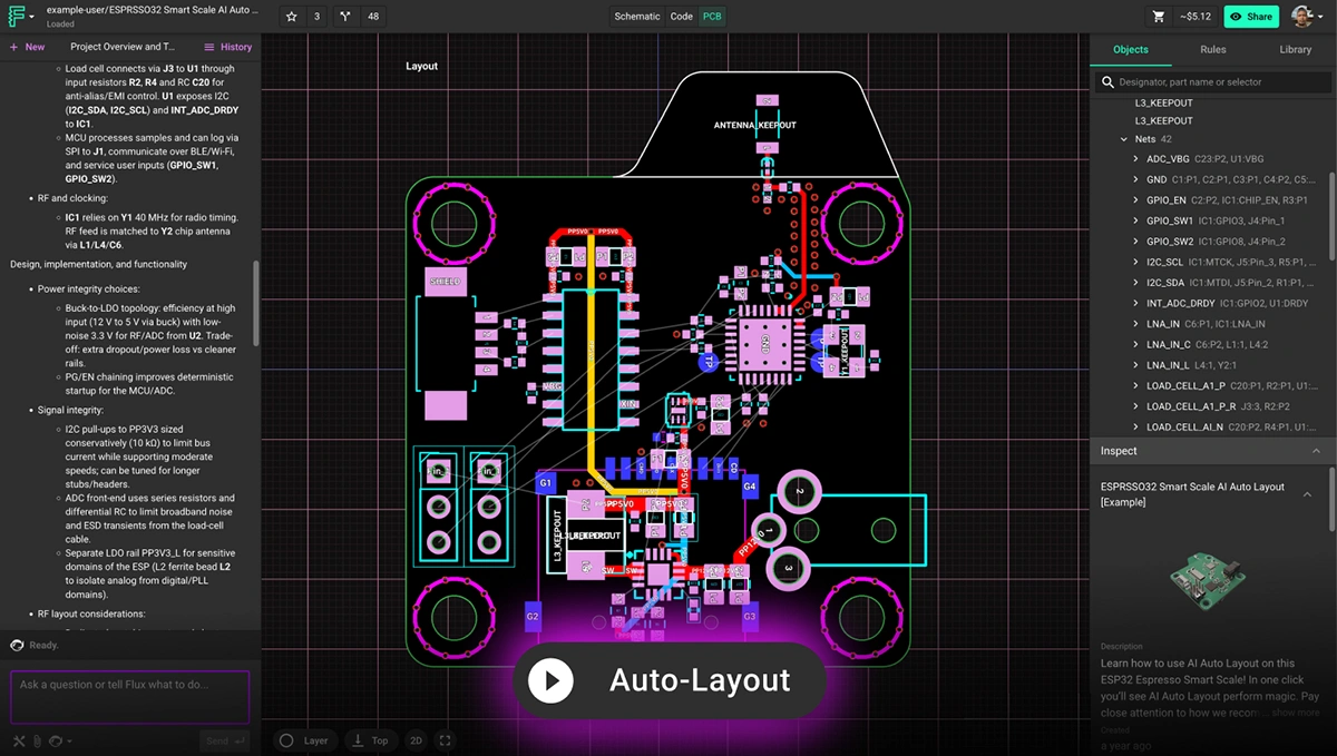 ESP32 Espresso Smart Scale project, an example project prepared to run AI Auto-Layout
