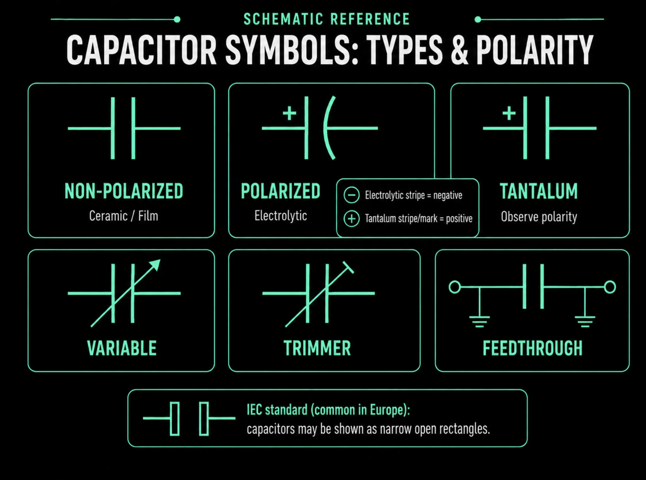 Capacitor Symbols: Types and Polarity