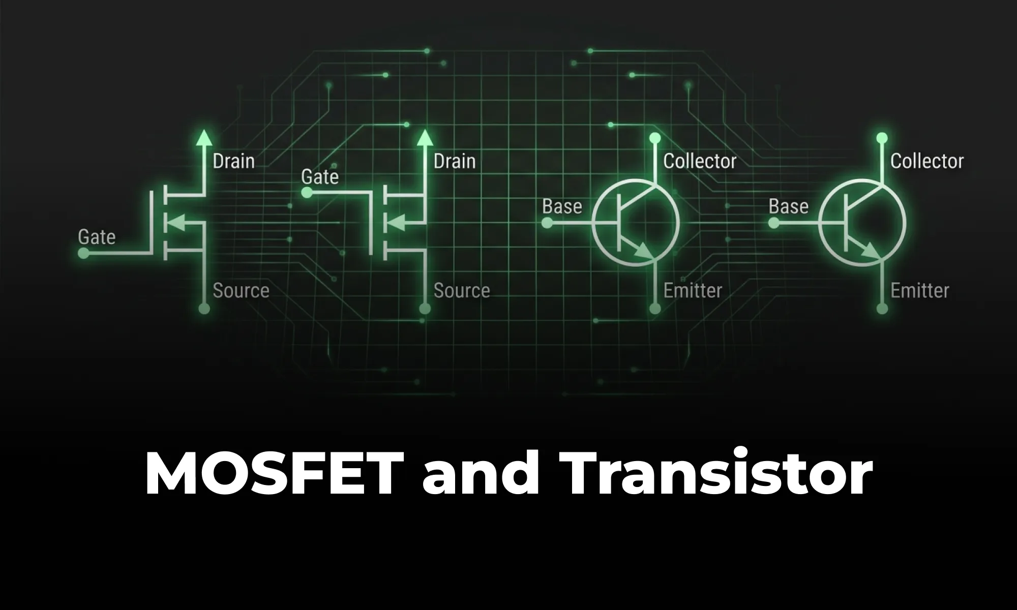 MOSFET and Transistor Symbols Explained: NMOS, PMOS, NPN, and PNP