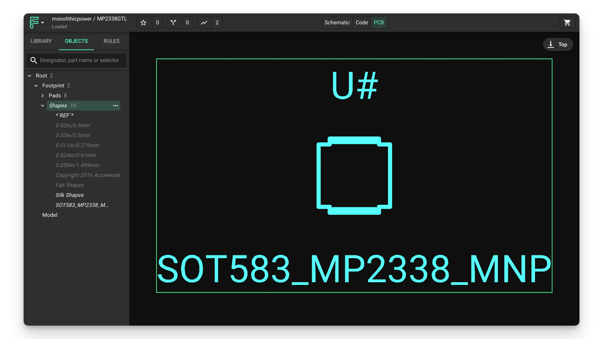 PCB footprint silkscreen and mechanical markings in Flux editor