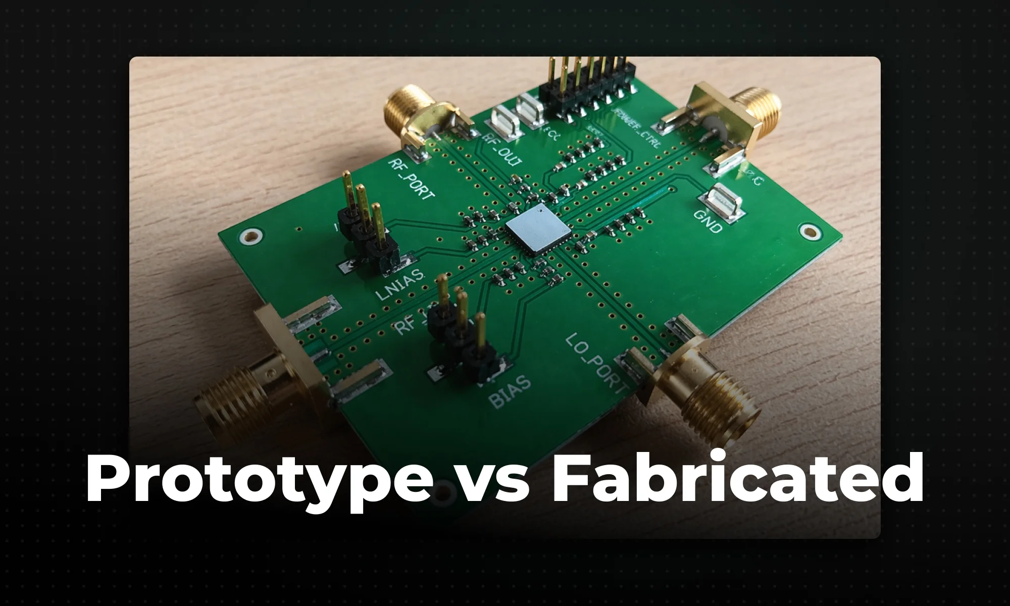 A detailed illustration comparing PCB prototyping and production fabrication processes for hardware development