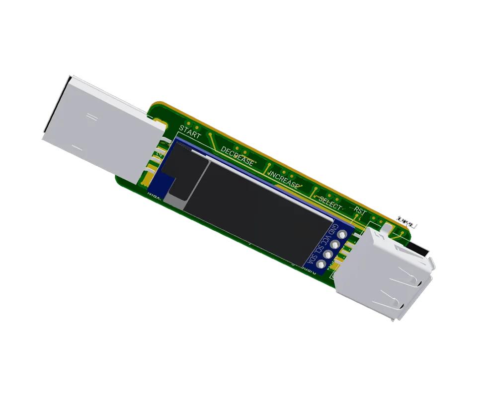 3D PCB view of Attiny85 Phone Charge Guard