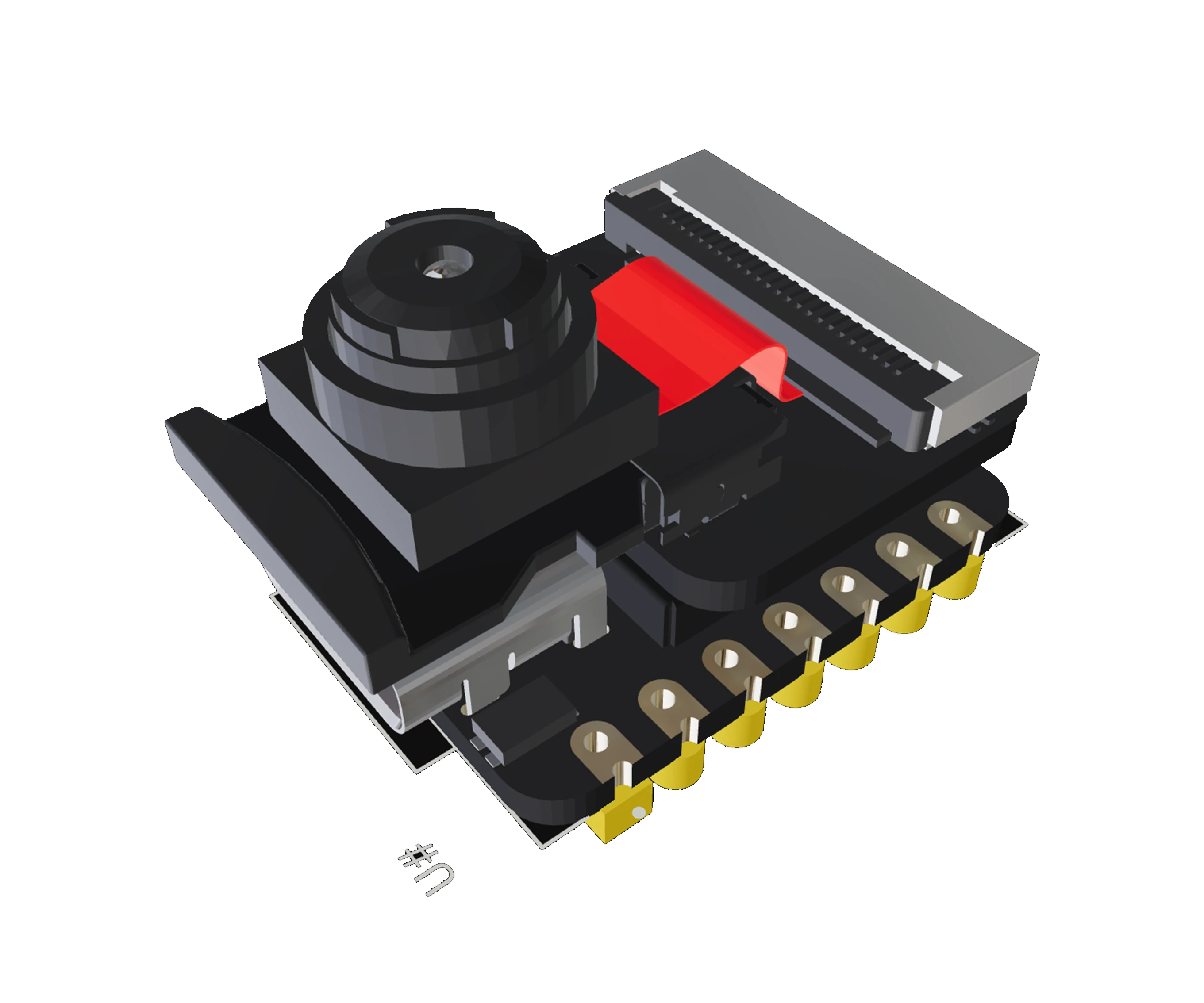 3D PCB view of Seeed Studio XIAO ESP32S3 Sense