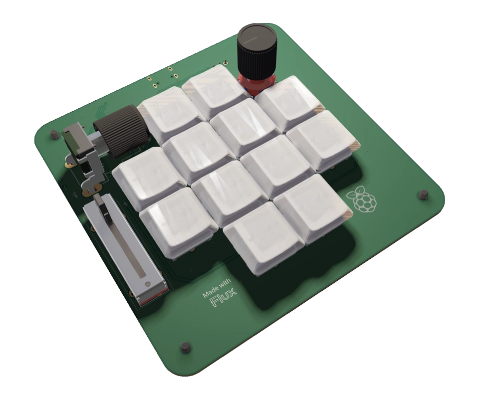 3D PCB view of Pico Macro Keyboard