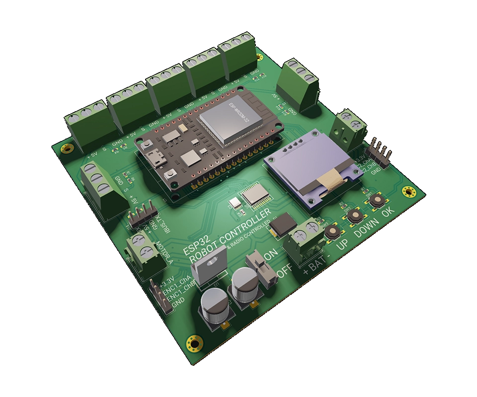 3D PCB view of ESP32 Robot Controller