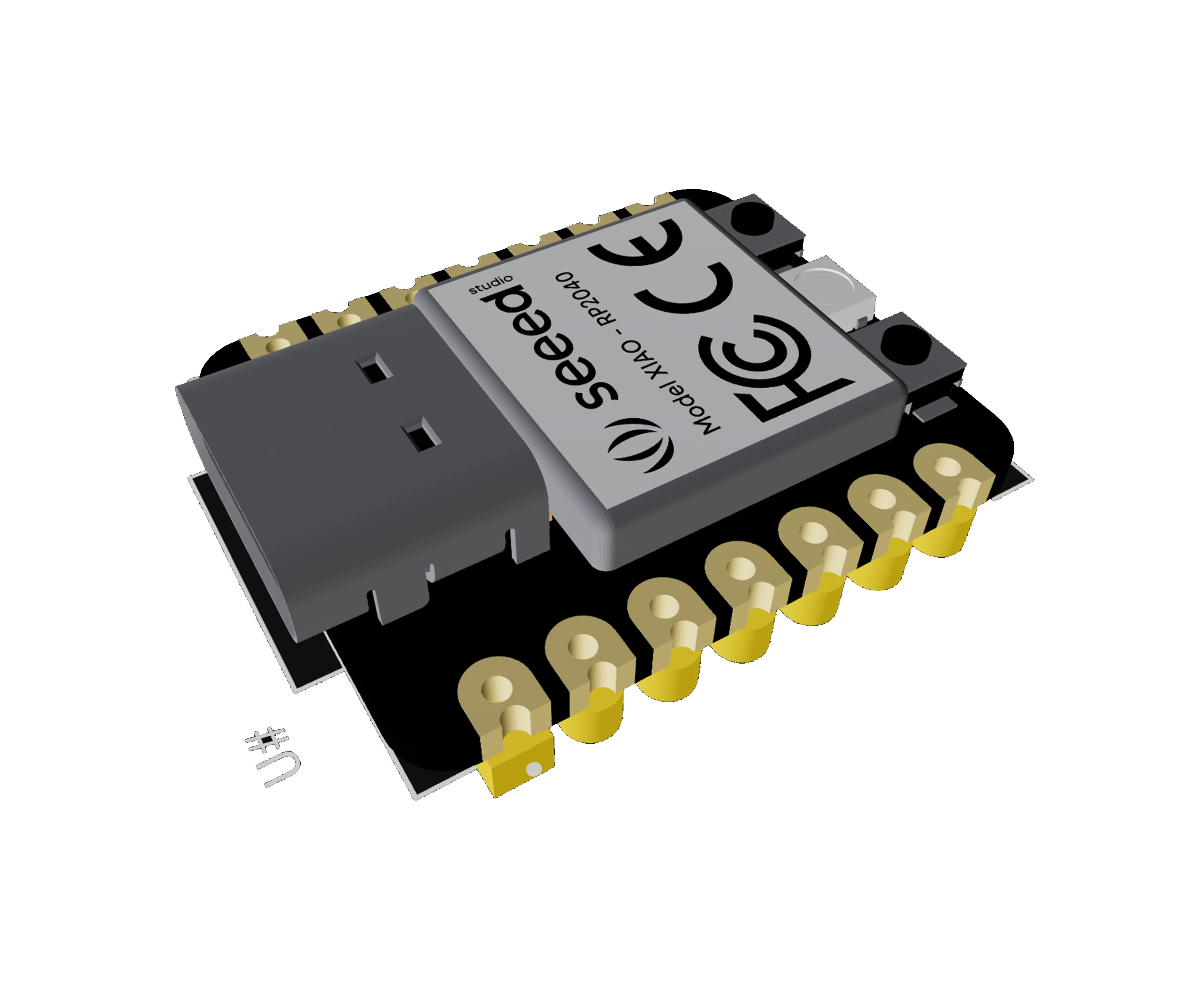 3D PCB view of Seeed Studio XIAO RP2040