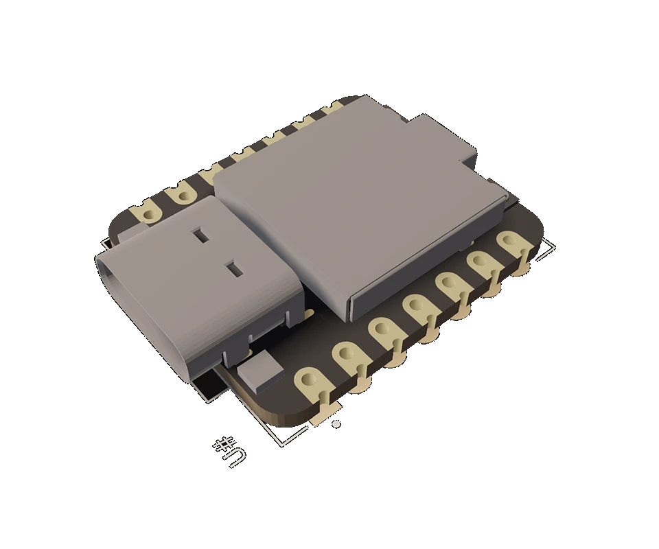 3D PCB view of Seeed Studio XIAO RP2350