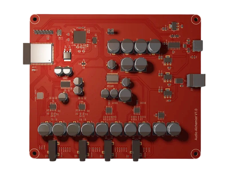 A pcb board of a audio controller made with Flux.