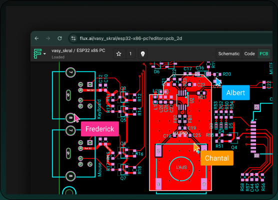Multiple engineers collaborating on the same PCB design in real-time