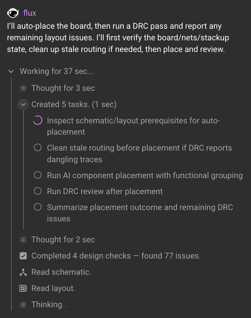 Flux EDA schematic sidebar